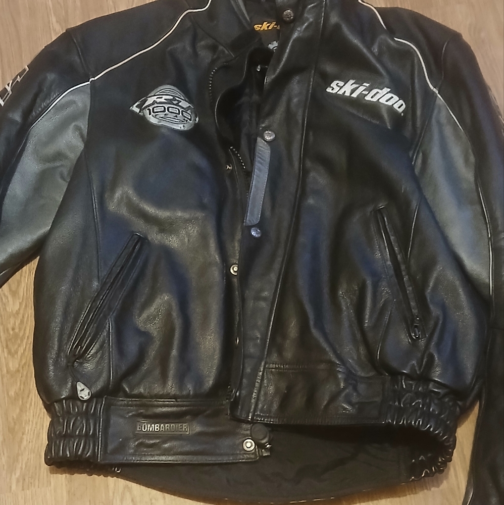 Men's Black Leather Jacket Ski-Doo Brp Rt 1000 LARGE